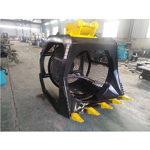 销售挖掘机矿石旋转筛分斗 河道挖沙 滚筒筛分斗