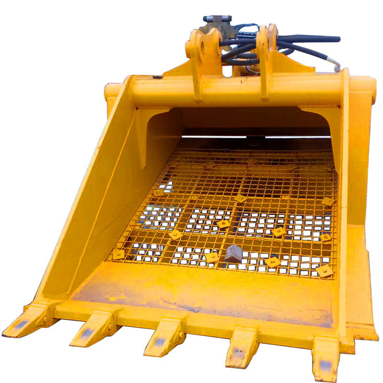 挖掘机前端属具块状粉碎筛分斗沙石分离设备振动筛分破碎斗