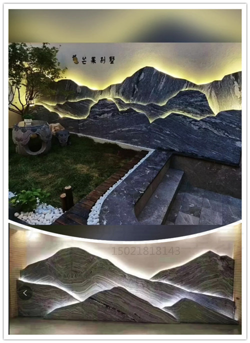 漳州室内外景观 灯光假山雕塑 石材切片山摆件