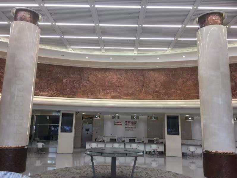 金昌酒店大厅悬挂铜浮雕 锻造紫铜壁画定制