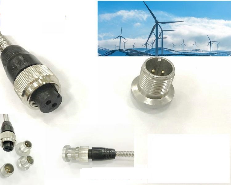 A-Code 2孔弯头5/8连接器,5/8 2芯震动传感器插头