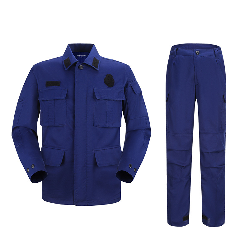 厂家支持定制蓝色涤棉冬季作训服19式消防冬季作训服新式训练服套装