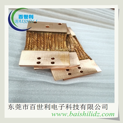 防雷接地裸铜绞线熔压软连接,铜皮焊接铜绞线软连接