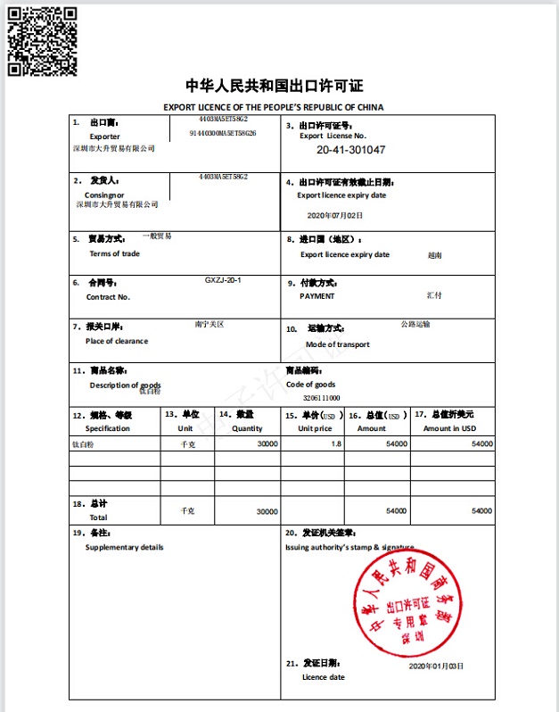 安庆办理出口许可证