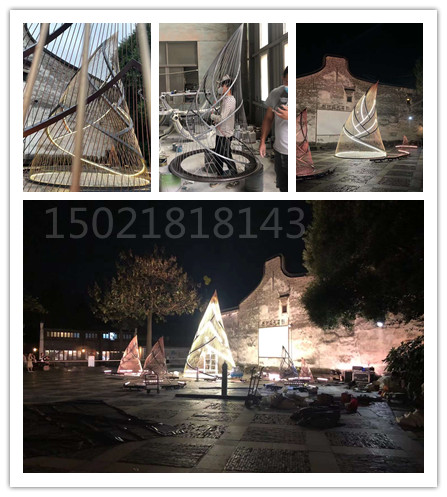 安阳古城景观 不锈钢灯光竹笋雕塑 镂空植物笋雕塑定制